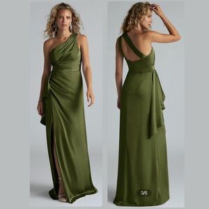 NWT Green Satin Midi Dress